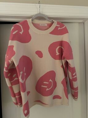 & Other Stories Pink and Cream Abstract Crewneck Sweater